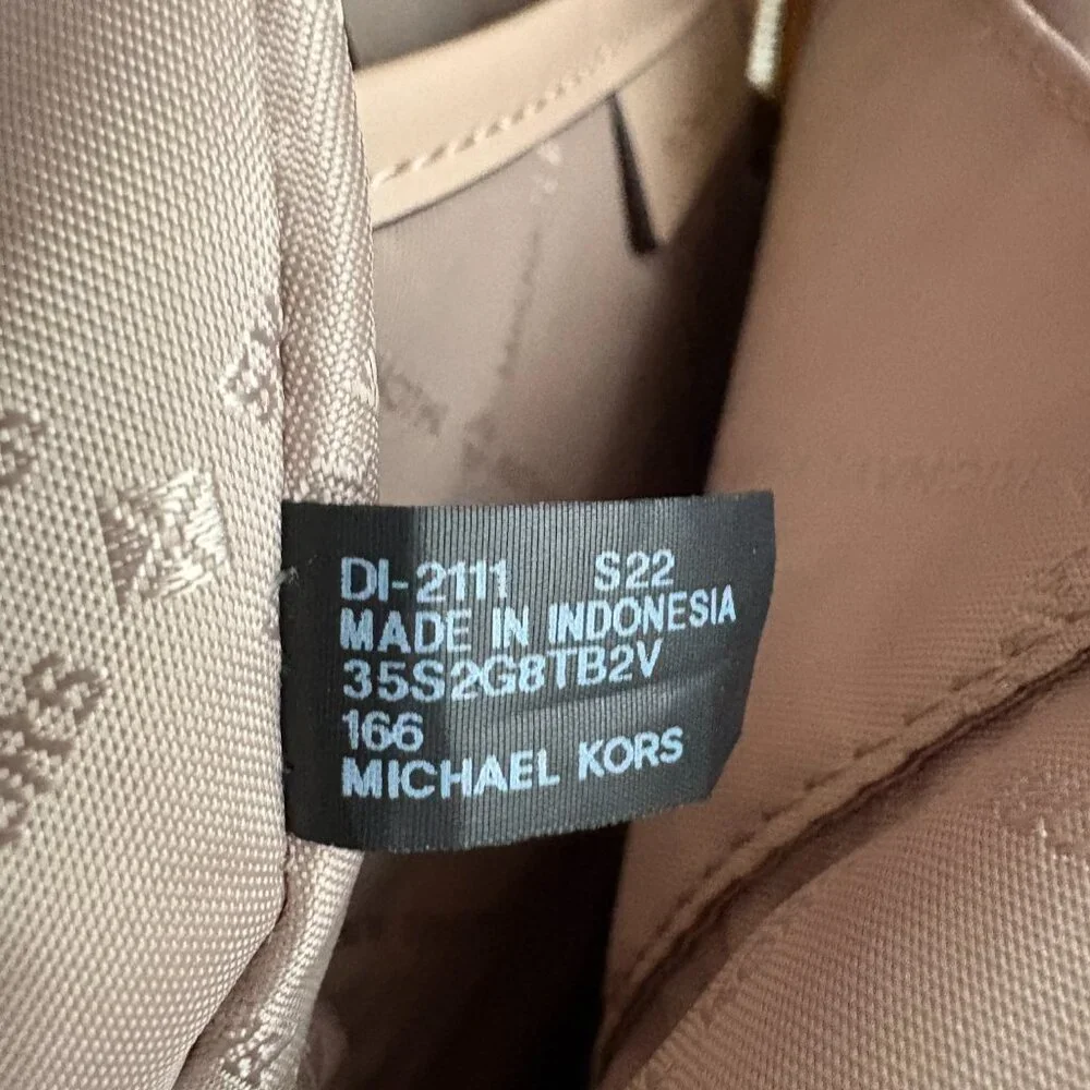 Michael Kors Jaycee Medium Backpack Vanilla Beige Coated Canvas Bag Quiet Luxury